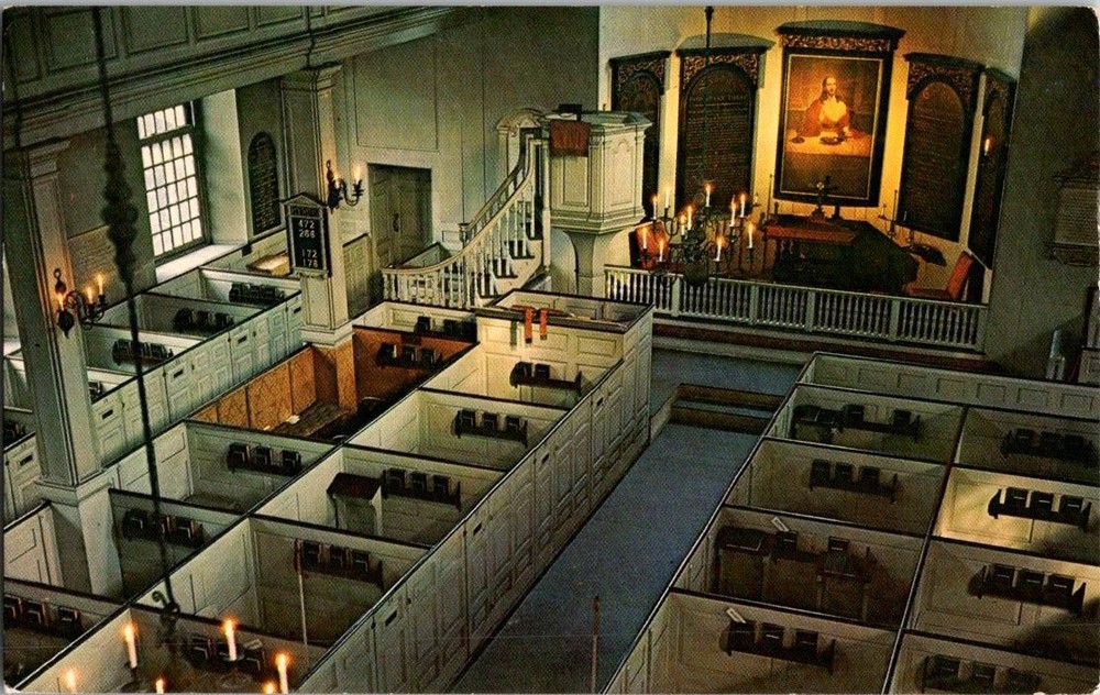 Interior Old North Church Boston Historic Landmark Postcard by Masticrome