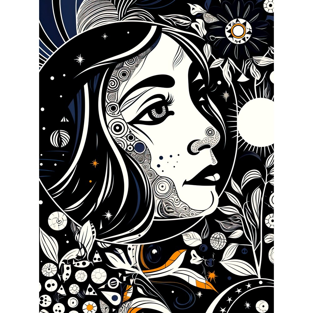 Moon Sun Tarot Love Story Boho Plant Art Poster