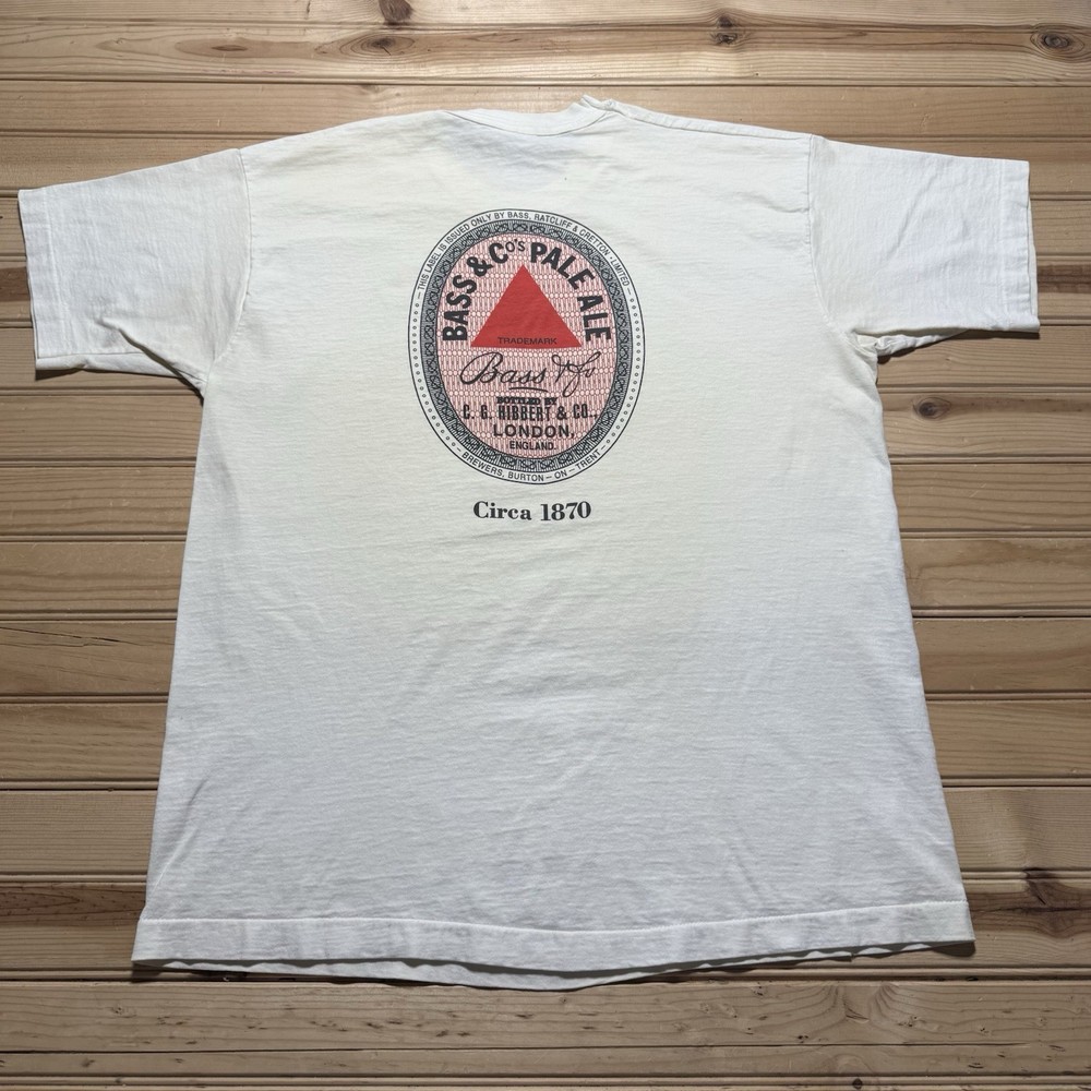 Vintage 90s Bass Company Pale Ale Beer Label Promo Shirt Size XL