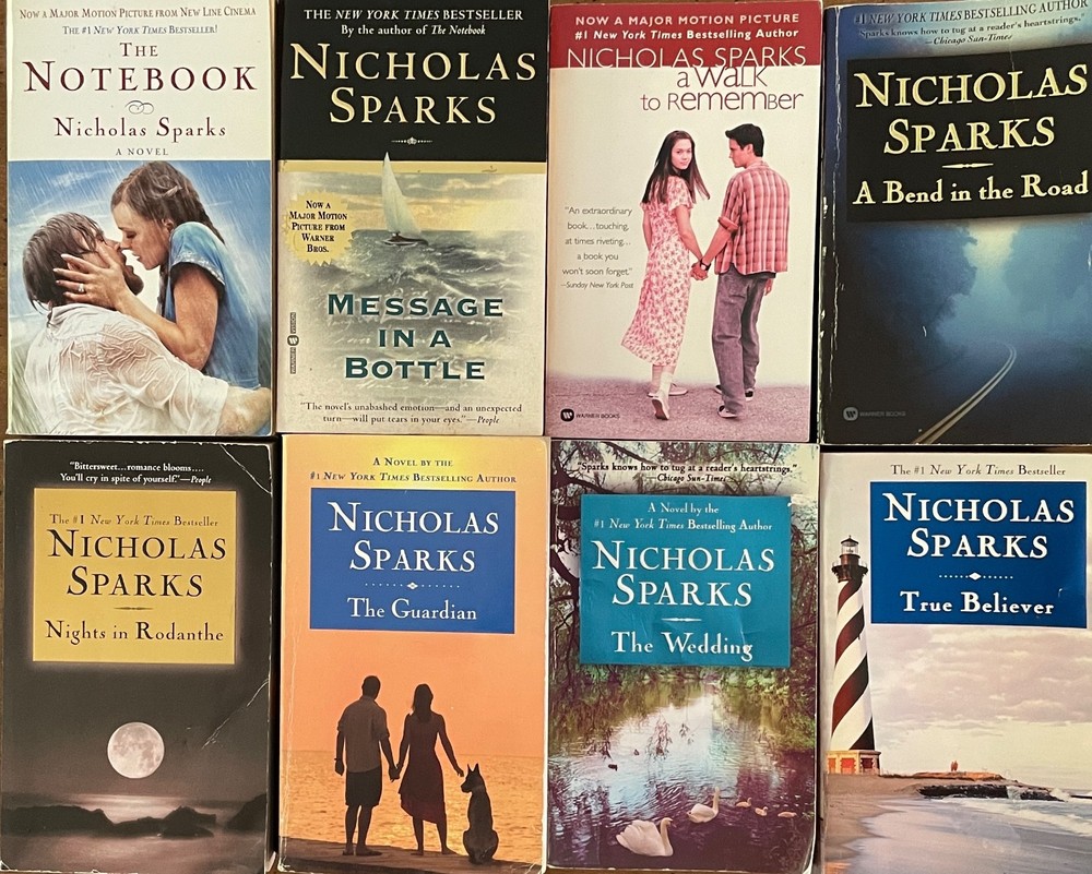 Lot Of 8 Nicholas Sparks Paperback Novels ~ Romance, Drama