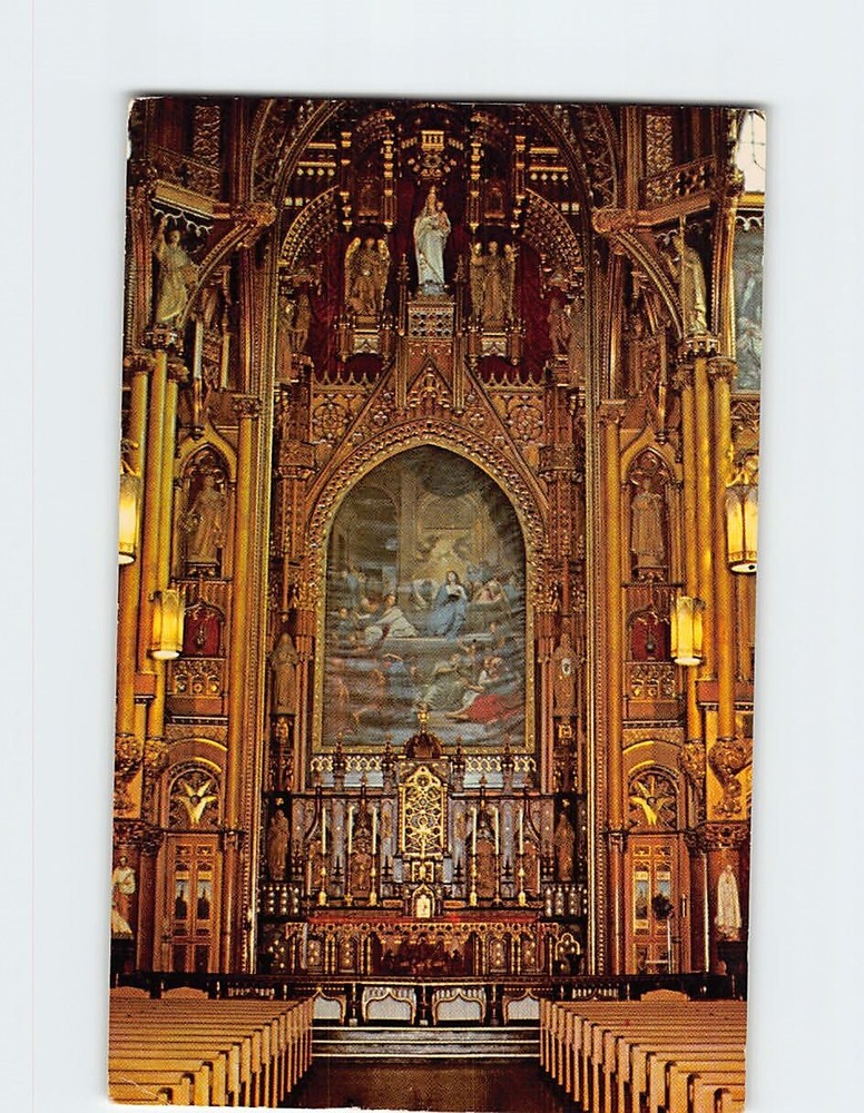 Postcard Main Altar of the Sacred Heart Chapel Notre Dame Church Montreal Canada