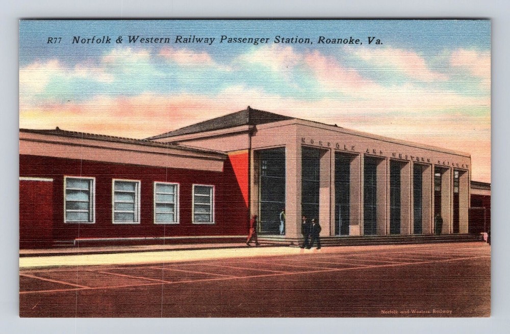 Roanoke VA-Virginia, Norfolk & Western Railway Station Vintage Postcard