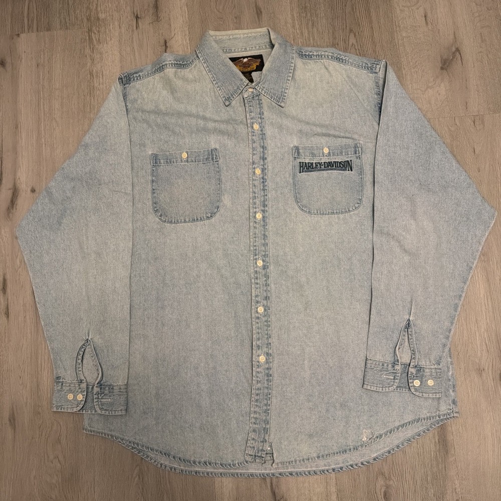 Harley-Davidson Men's button up Denim Shirt size 2XL Long Sleeve