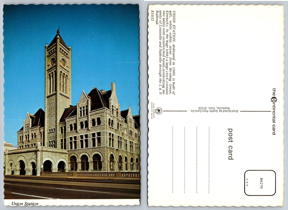 Nashville TN Union Station Postcard Vintage Chrome Architecture L&N Railroad