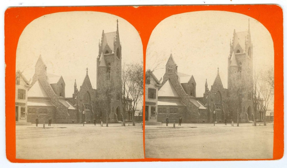 B6037~ Massachusetts 1870s St Stephens Church Lynn MA Stereoview by G. C Herbert