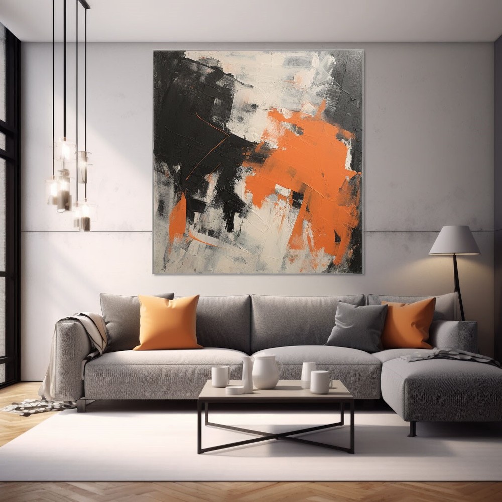 Hand Painted black Abstract Oil Paintings On Canvas Grey Home Decor Wall Art