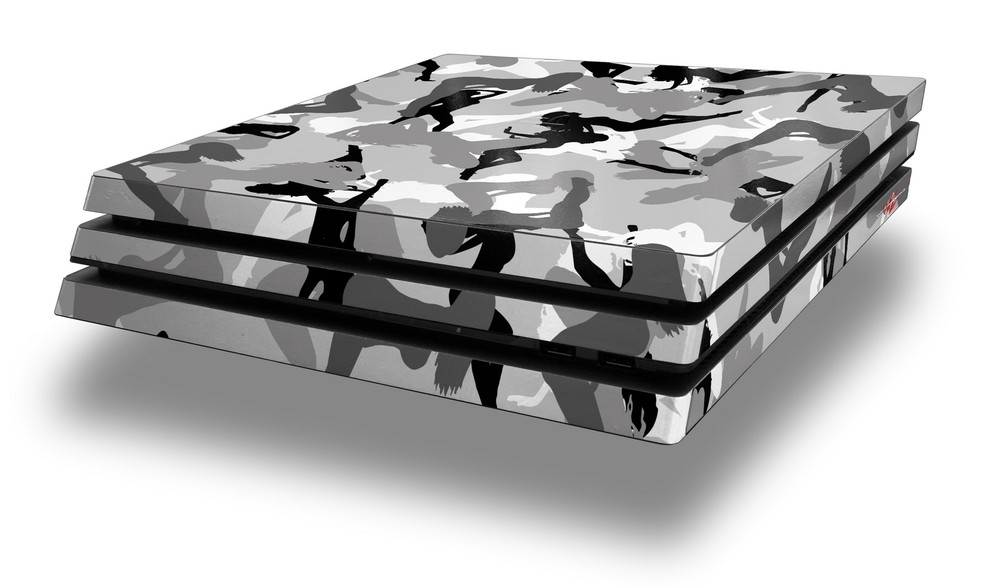 Skin for PS4 Pro Console Sexy Girl Silhouette Camo Gray