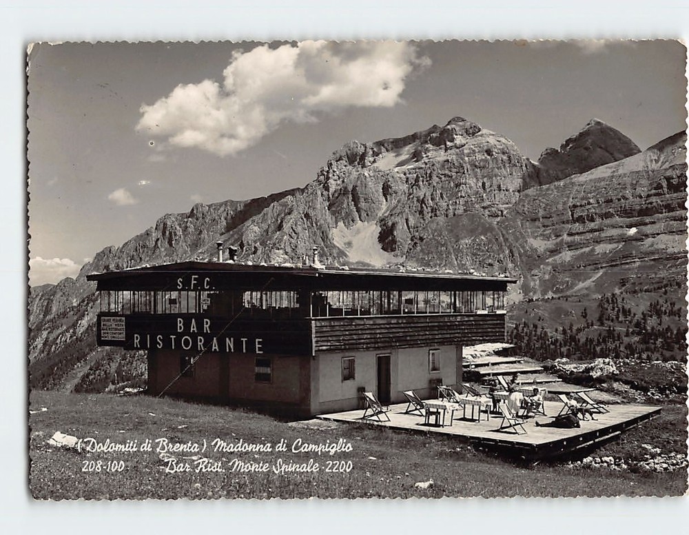Postcard Bar Ristorante Monte Spinale Dolomites of Madonna di Campiglio Italy