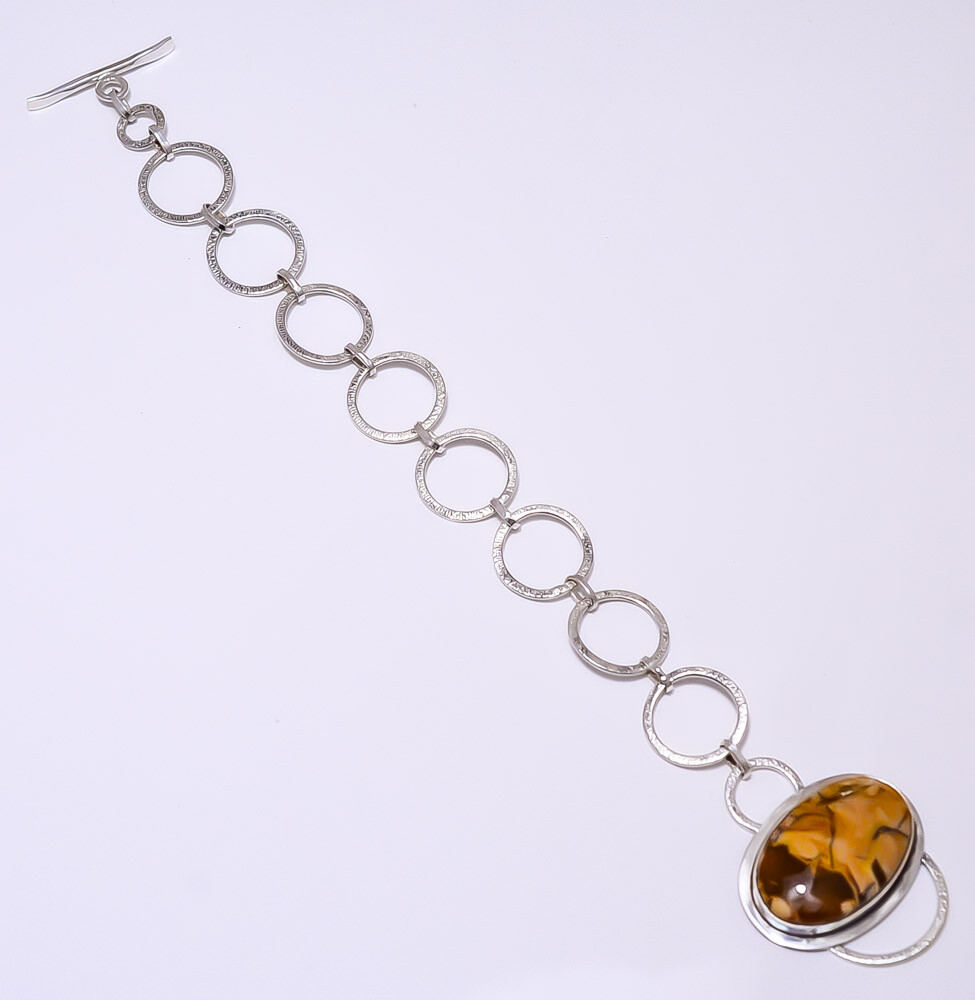 Petrified Peanut Wood Jasper - Australia 925 Sterling Silver Bracelet 7.99