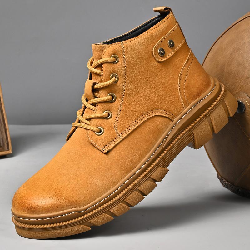 Mens Leisure Pump Retro Sport Outdoor Work Safe Cowboy Lace Up Ankle Boots Shoes