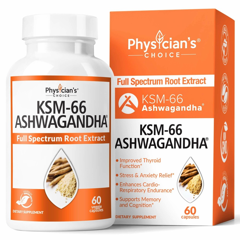 Physician's Choice KSM 66 Ashwagandha Capsules- 1000mg- 60 Ct.