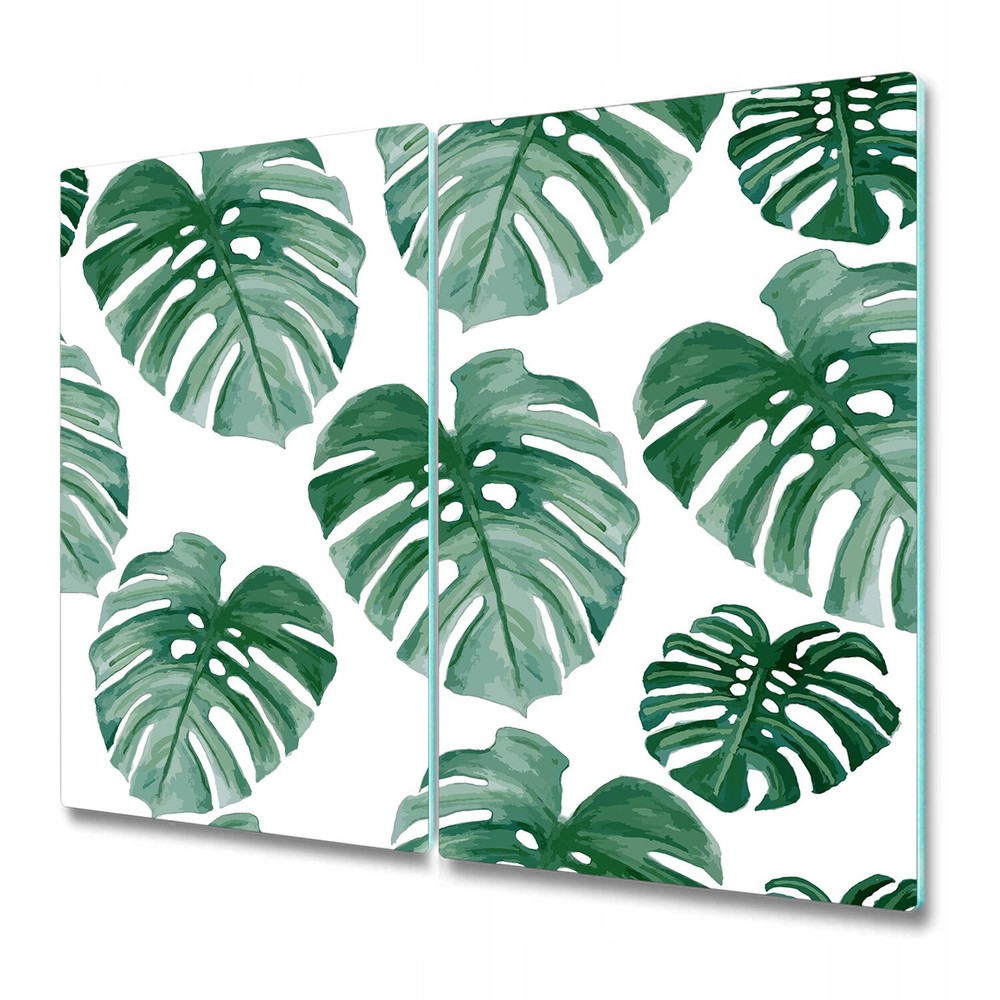 Glass Induction Ceramic Hob Cover Monstera leaves foliage leaf Tropical 2x30x52