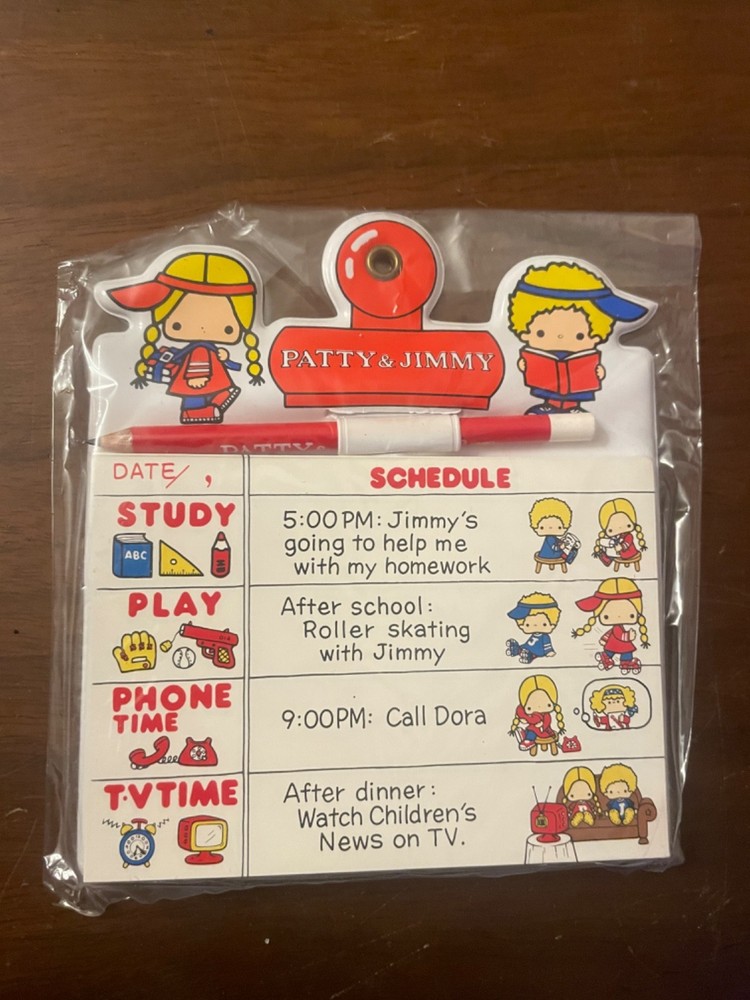 Vintage SANRIO 1976 Patty & Jimmy Schedule planner Made in Japan HTF In Package