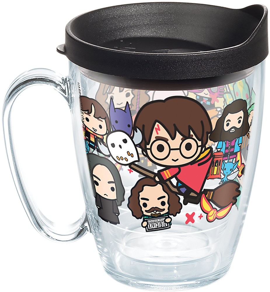 Harry Potter 16oz Clear Tumbler with Wrap and Black Lid - Group Charms Design