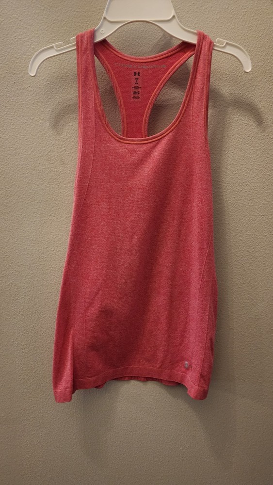 Under Armour Threadborne Women's Pink Fitted Racerback Tank Top Small Heatgear