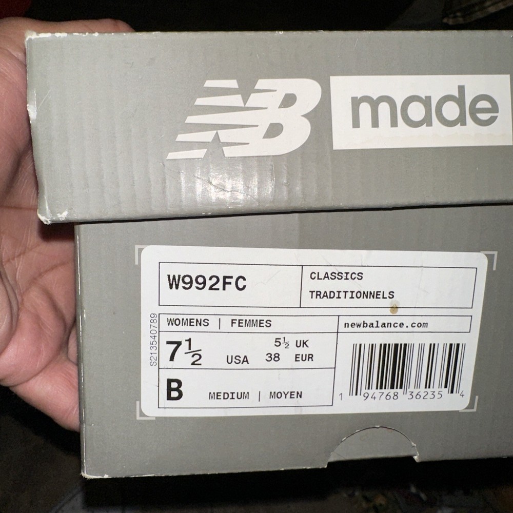 New Balance 992 Grey Made In USA White Cyclone Size 7.5 Women's w/box