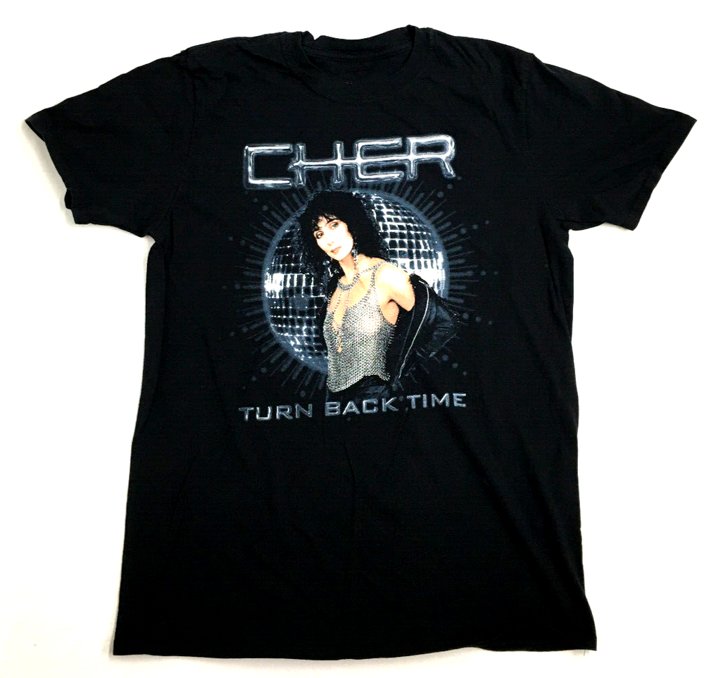 Cher Turn Back Time Graphic Print Unisex Black Short Sleeve T-Shirt All Size