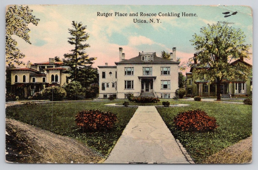 Roscoe Conkling Home Utica NY 1913 Postcard Rutger Place New York History