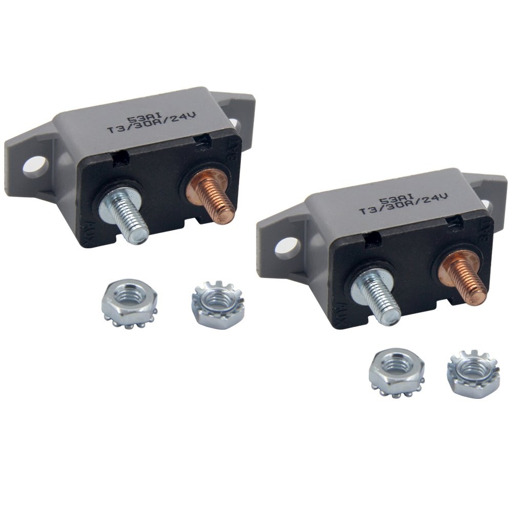 ZOOKOTO 2pcs 12-24V 30 Amp ATV Resettable Circuit Breaker Fuse holder 30A