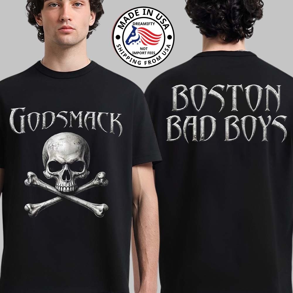 Godsmack The Rise Of Rock World Tour 2026 Boston Bad Boys Skull T-Shirt