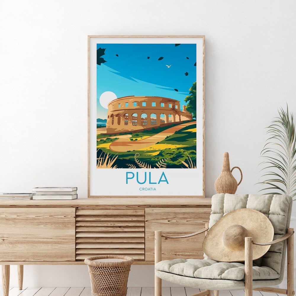 Pula Croatia Travel Poster Perfect Wedding Birthday Gift
