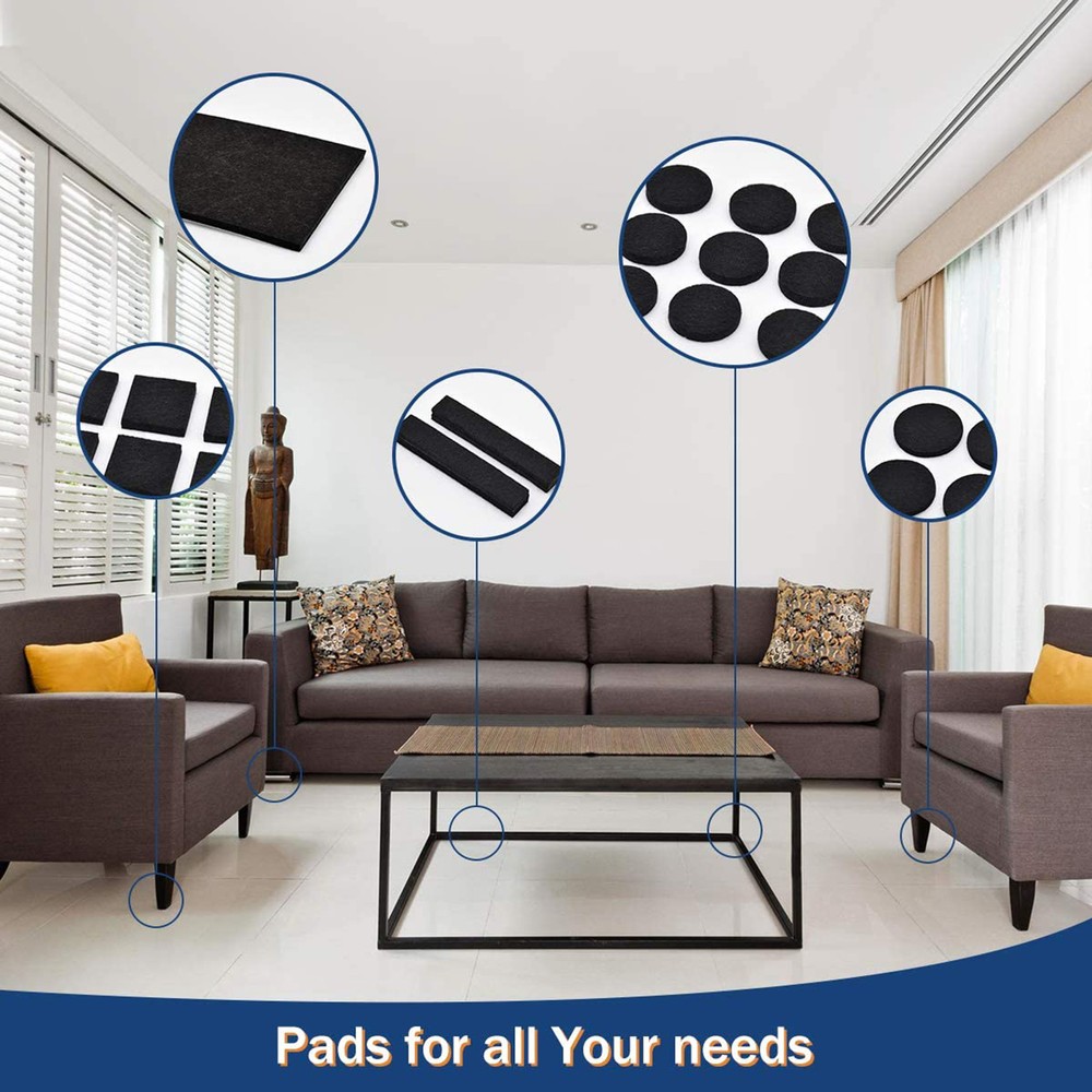 98pcs Floor Protector Square Shape Tough Portable Small Felt Furniture Pads