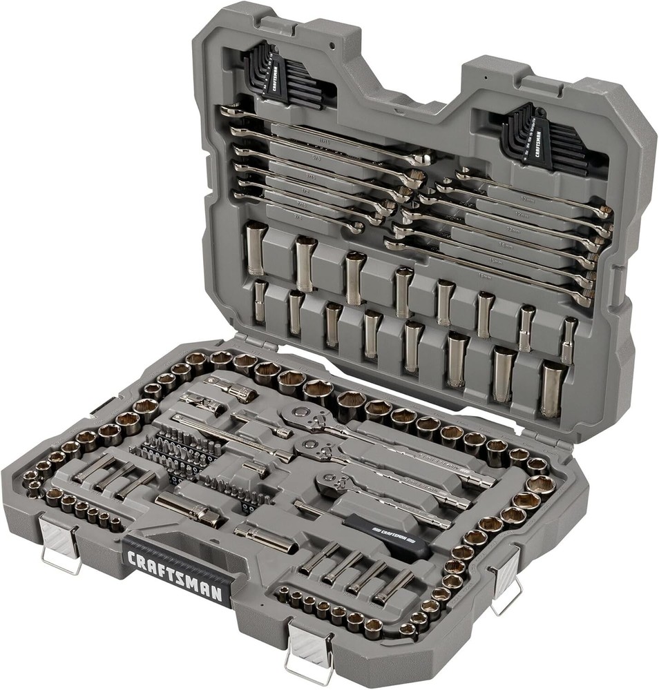OVERDRIVE 154-Piece Gunmetal Chrome Mechanics Tool Set, Standard SAE/Metric Sock