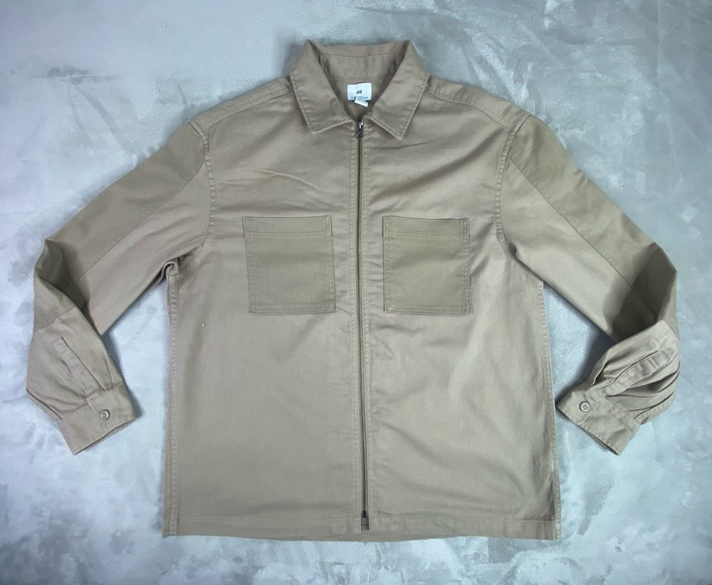 H&M Men’s Large Relaxed Fit Full Zip Khaki Brown Jacket