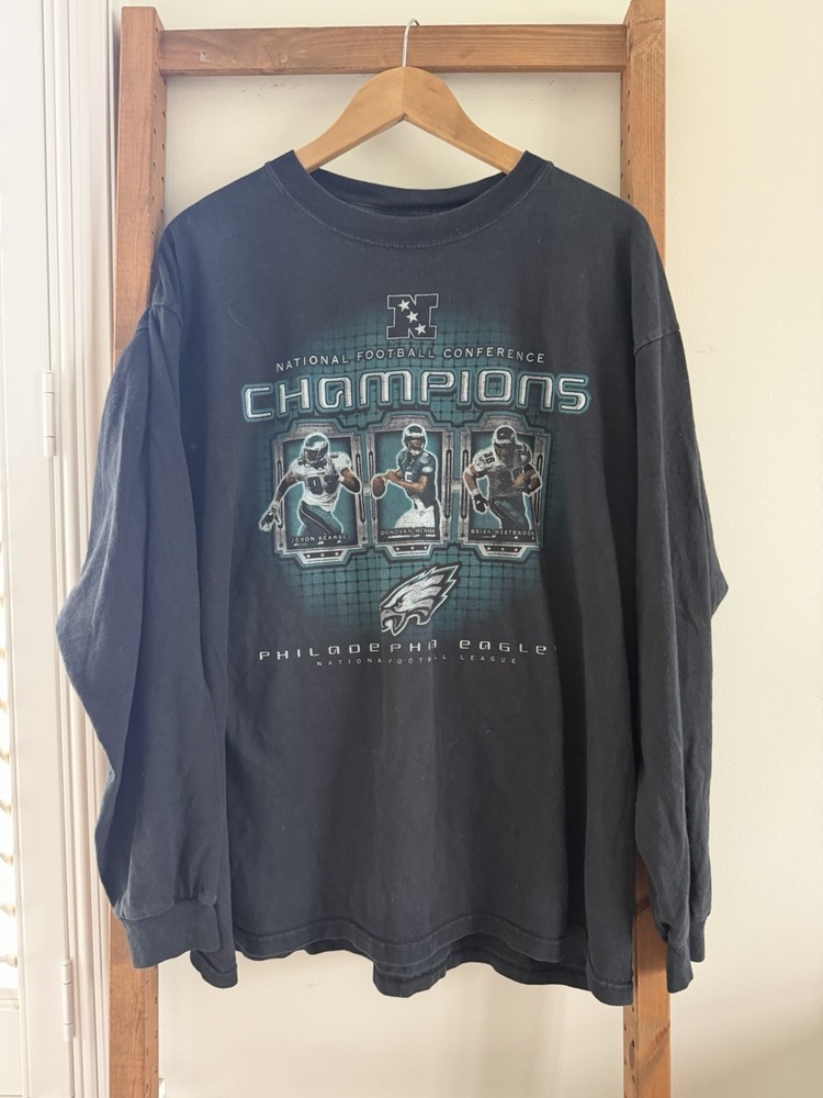 Vintage Philadelphia Eagles Mens NFL T-Shirt XL Black 2004 NFC Champions