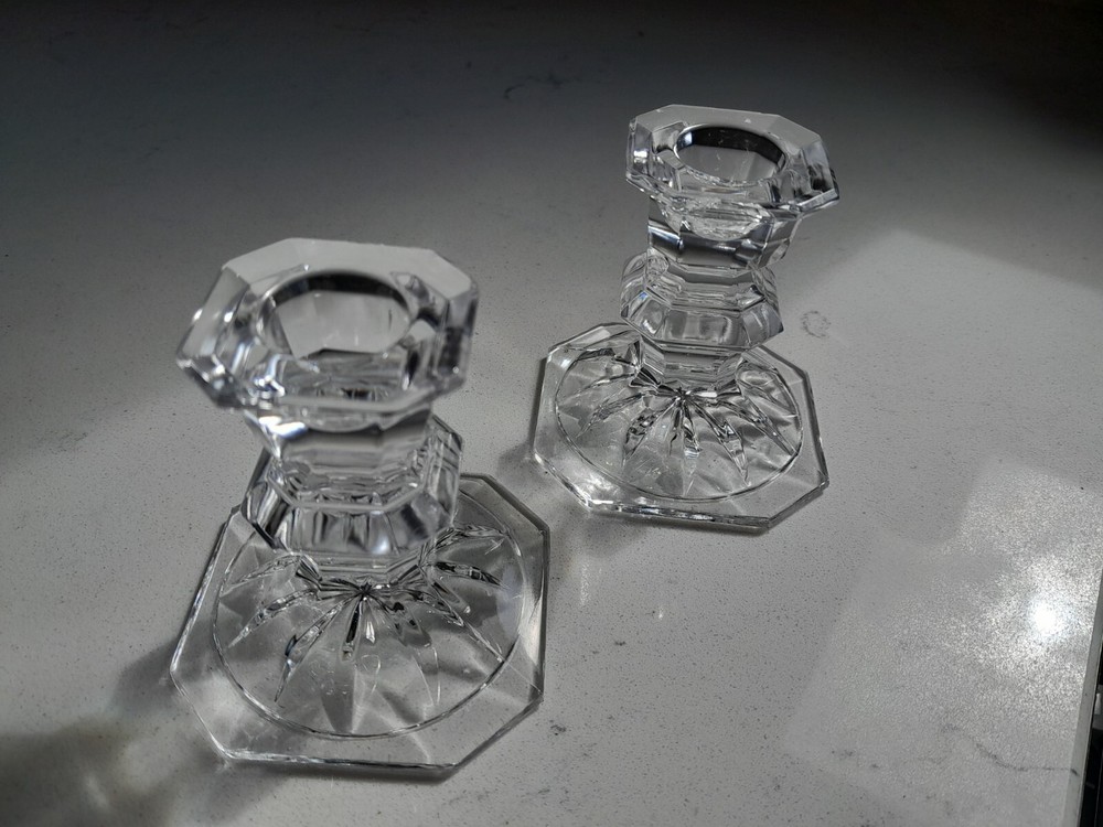 Mikasa Set Of 2 Vintage Elegant Slovenia Lead Crystal Short Candlestick Holders