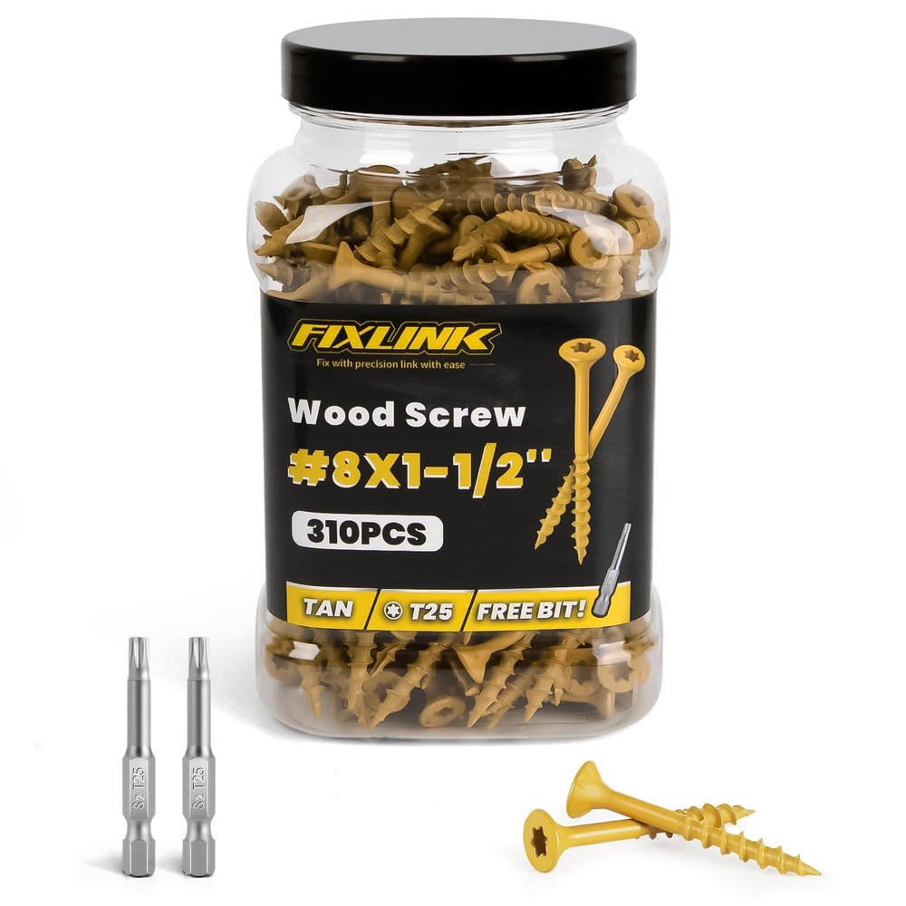 1-1/2 Inch #8 Wood Screws 310 PCS Epoxy Coated Rust Resistant