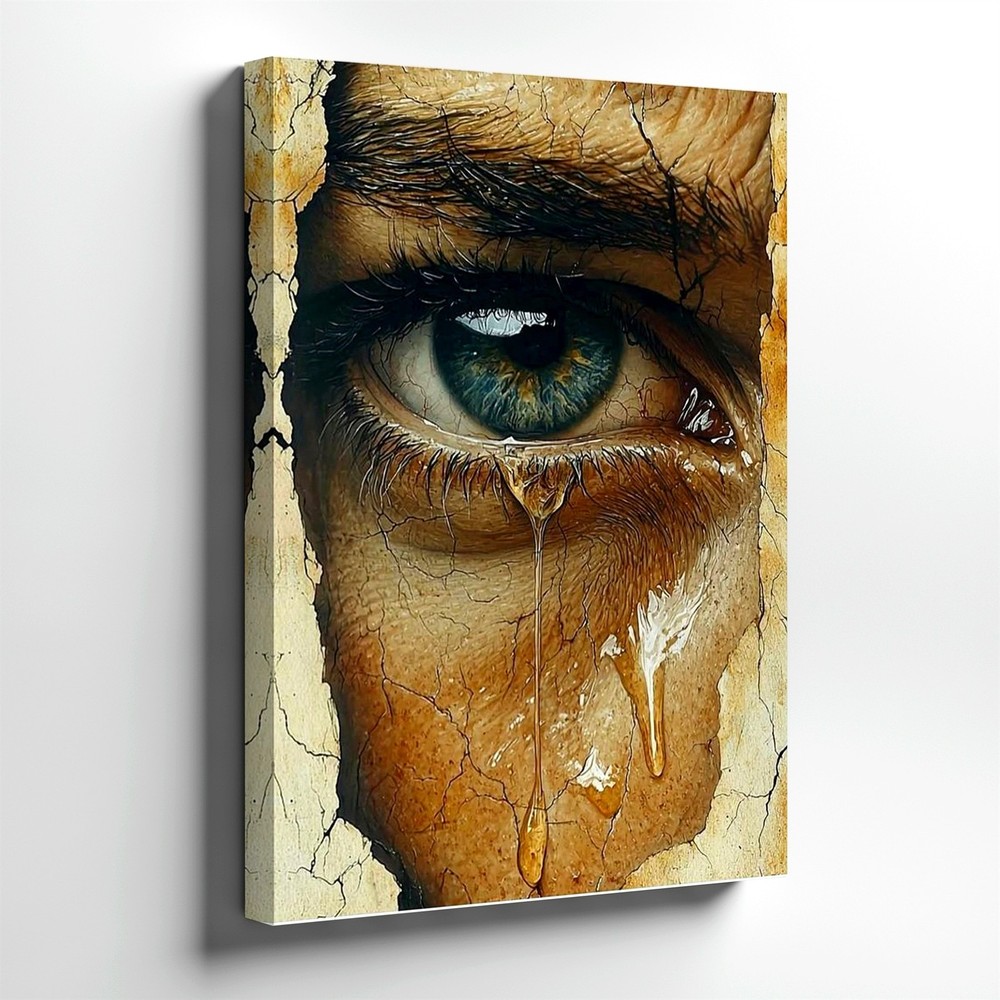 Wall Art Crying Eye Canvas Print Blue Green Tear Surreal Portrait Decor 78x