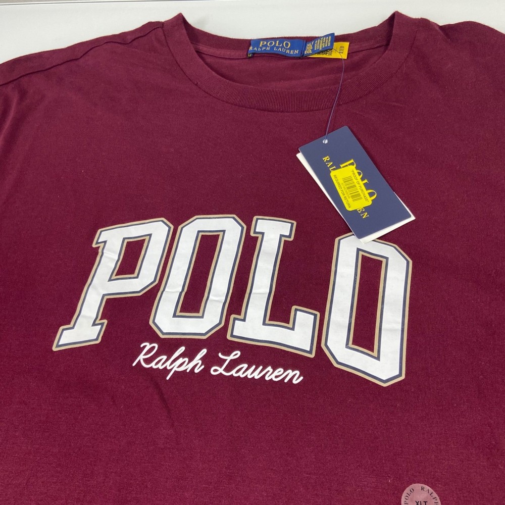 Polo Ralph Lauren Men XLT Burgundy Logo Jersey T Shirt NEW Big Tall