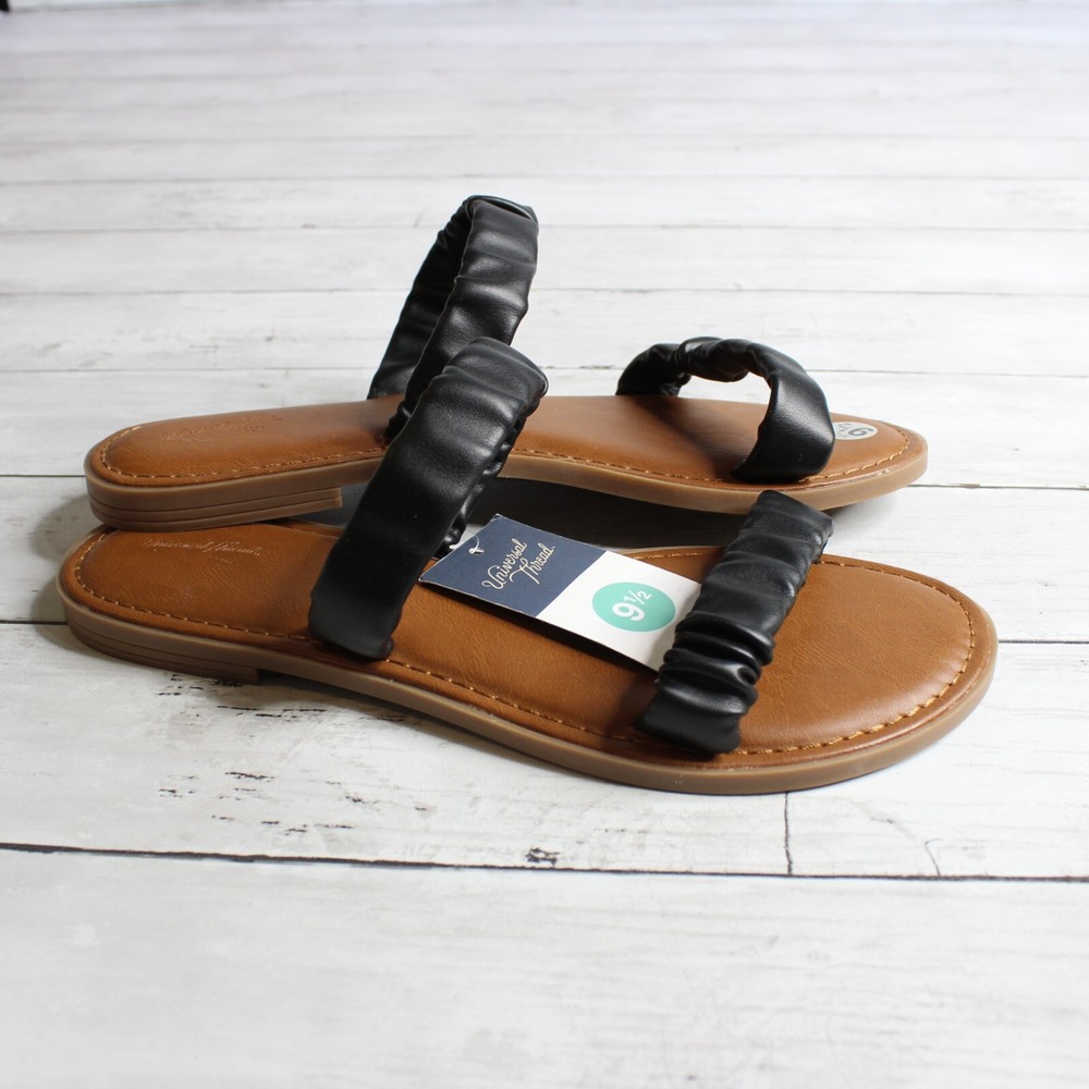 Universal Thread Women's Black Brown Flats Sandals Size 9