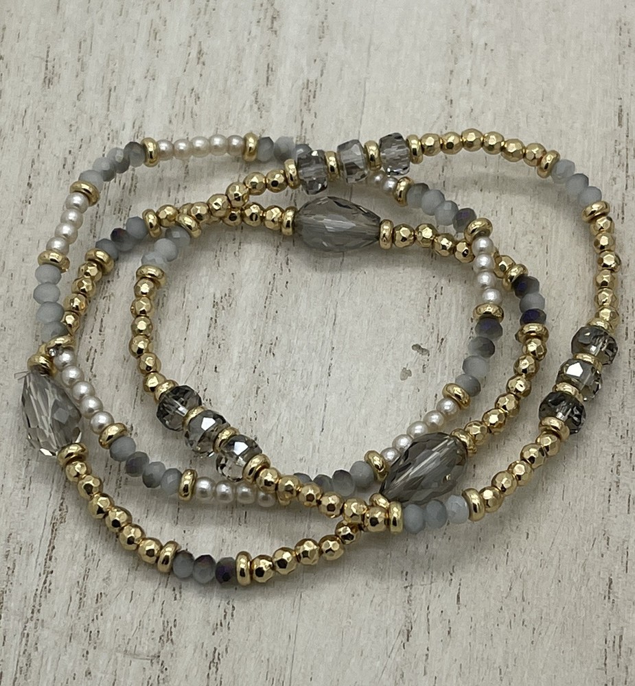 STYLE & CO Gold-Tone 3-Pc. Set Beaded Stretch Bracelets