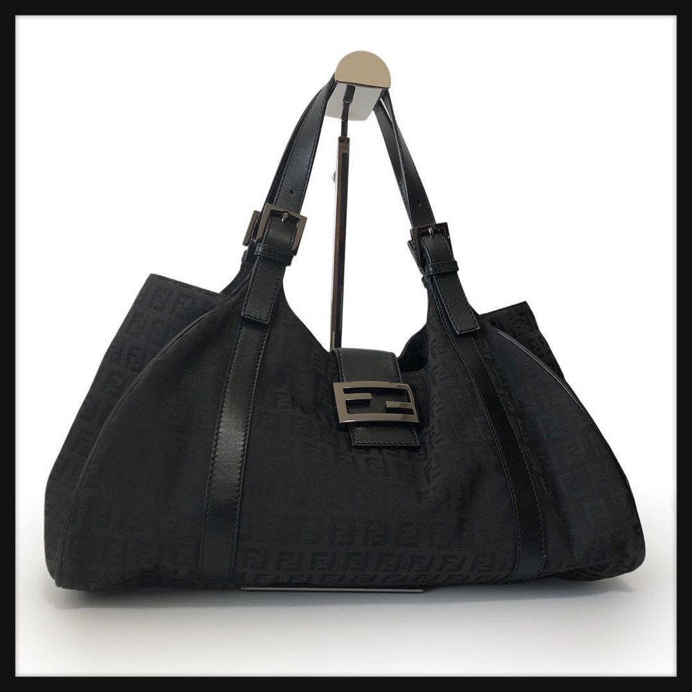 Fendi Zucchino Black Canvas Tote Handbag Bag 698 New