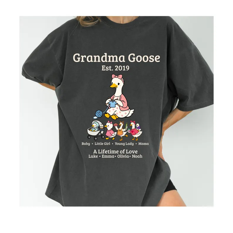 Personalized Grandma Goose Comfort Tee Custom Gift Soft Relaxed Fit
