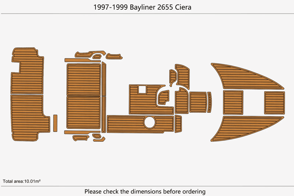 1997 Bayliner 2655 Ciera Cockpit Swim Platform EVA Pads Teak Deck Flooring Mat