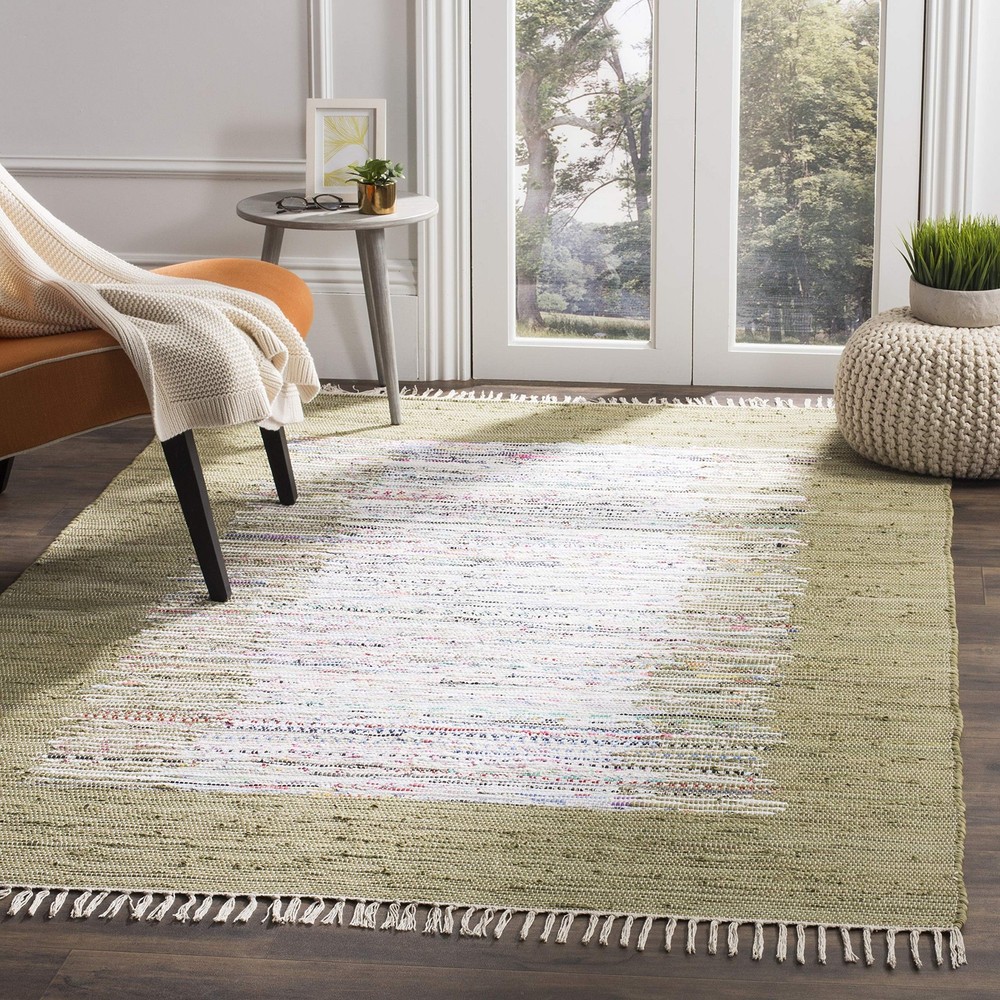 Safavieh Montauk Collection Accent Rug - 4 X 6 Ivory Olive Handmade Stripe