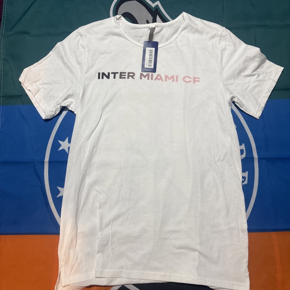 NWT Size Large Inter Miami MLS Brand White Short Sleeve Shirt
