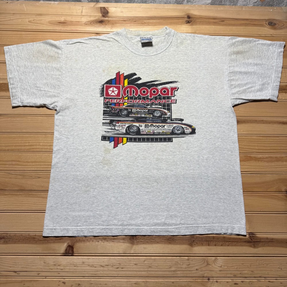 Vintage 90s Mopar Performance Drag Racing Motorsports Graphic T-Shirt USA - XL