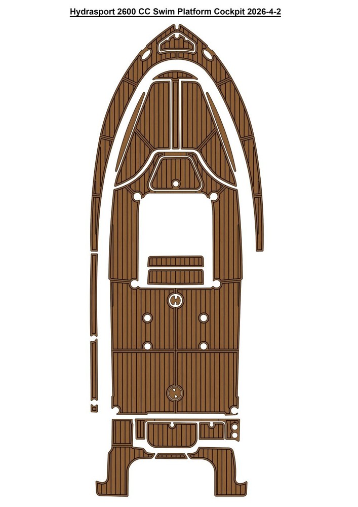 Hydrasport 2600 CC Swim Platform Cockpit Pad Boat EVA Foam Faux Teak Deck Floor