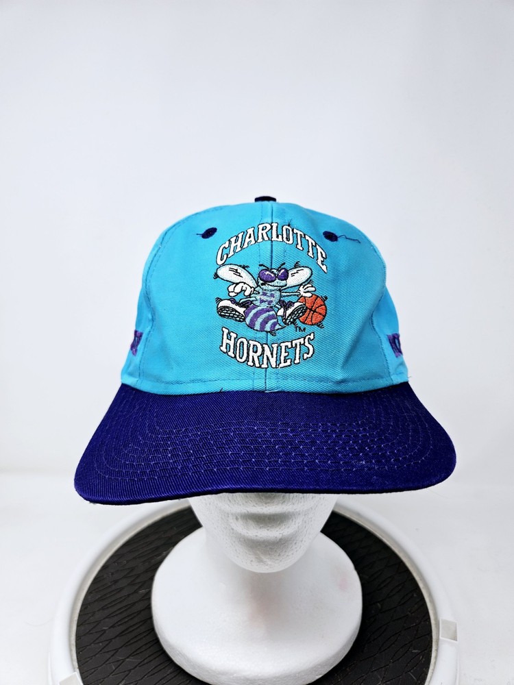 VINTAGE Charlotte Hornets 90s Embroided Snapback Hat NBA Used FAST SHIPPING