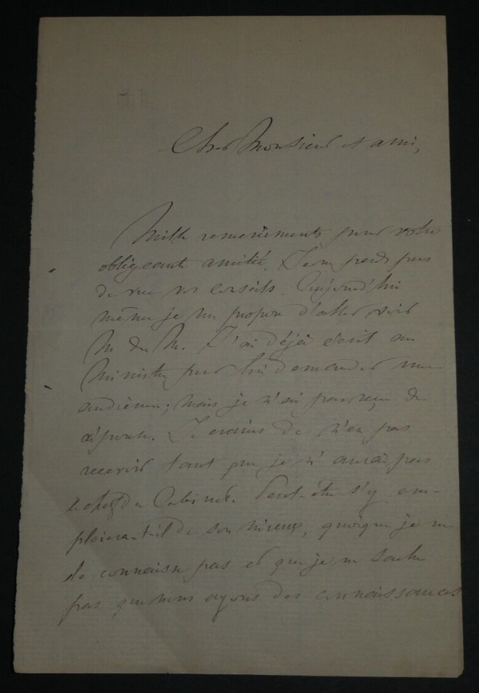 Hippolytus-Guillaume LEMONNIER, Lecturer - SIGNED AUTOGRAPH LETTER, 1879