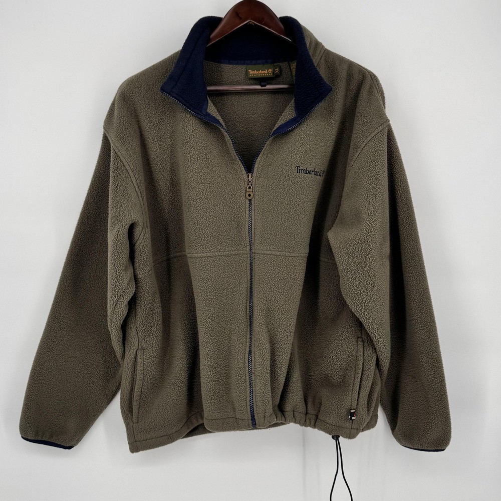 VTG Timberland Weathergear Fleece Jacket Mens XL Green Polartec Full Zip 90s