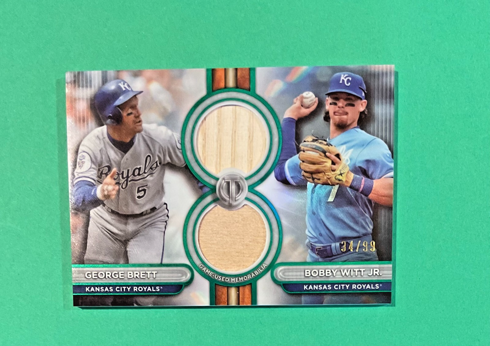 2024 Topps Tribute Dual Bat Relic #DR2-BW /99 George Brett & Bobby Witt Jr.