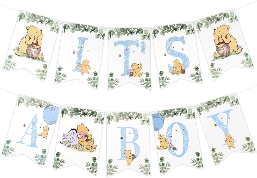 Winnie IT'S A Boy Banner for Baby Shower Decorations Boys Multicolor