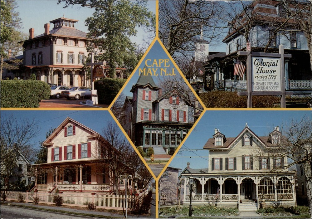New Jersey Cape May Victorian House architecture multiview ~ postcard sku029