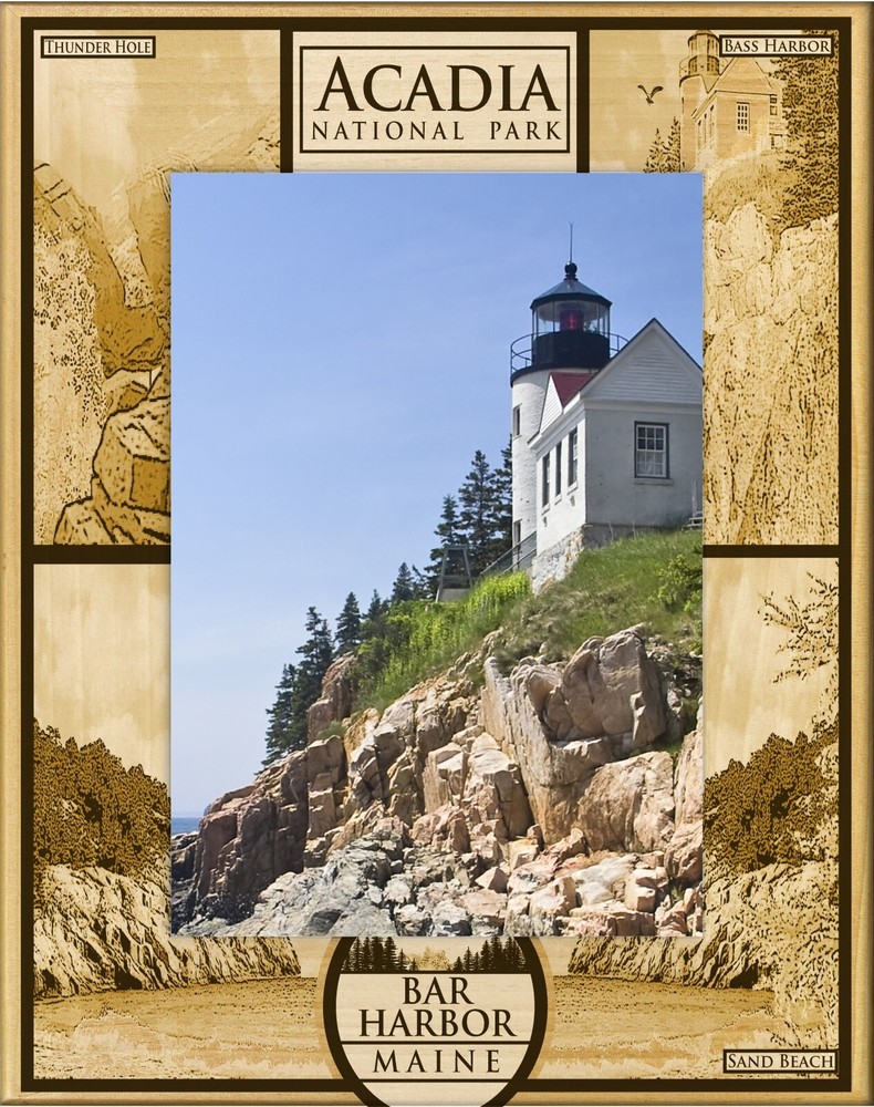 Acadia National Park Laser Engraved Wood Picture Frame Portrait (4 x 6)-image