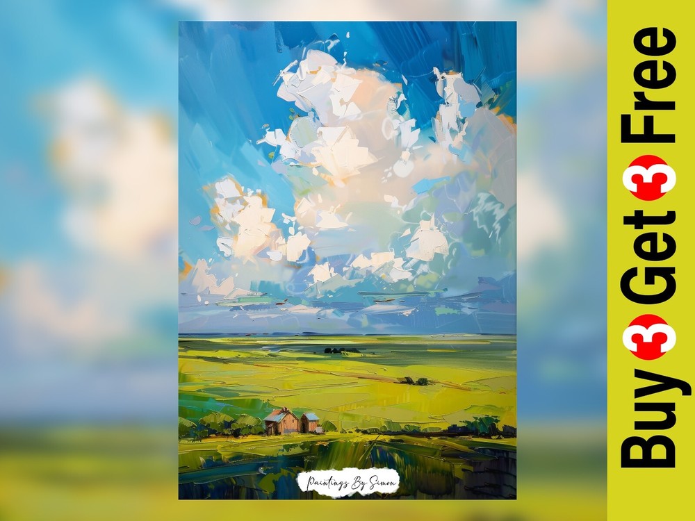 5x7 Sky Impasto Art Print on Premium Matte Paper for Modern Décor